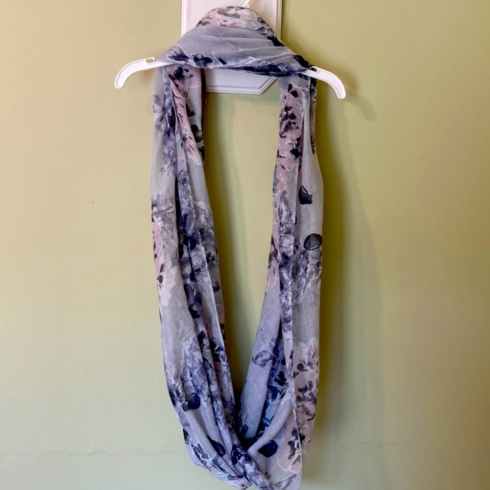 Lightweight floral blue scarf